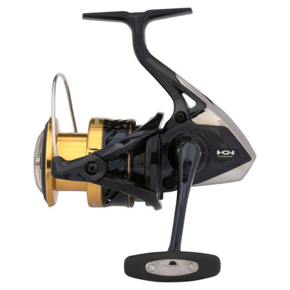 Dogfish Tackle & Marine Shimano Spheros SW spinning reel in black and gold with HAGANE body and X-Ship technology.