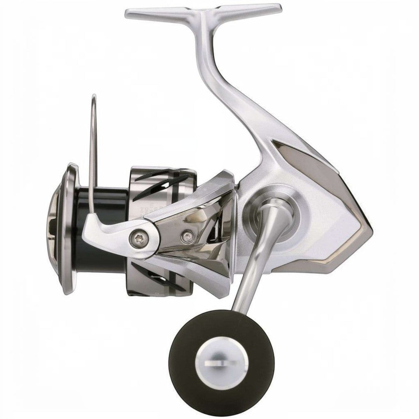 Dogfish Tackle & Marine Shimano Stradic FM spinning reel, silver and black with a black handle knob.