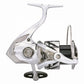 Dogfish Tackle & Marine Shimano Stradic FM spinning reel, silver and black with sleek design. Ideal for freshwater and saltwater fishing.