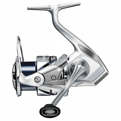 Dogfish Tackle & Marine Shimano Stradic FM spinning reel, silver with blue accents, durable Hagane body and gearing, ideal for saltwater and freshwater fishing.