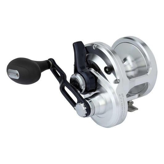 Dogfish Tackle & Marine Shimano Talica 20BFC silver lever drag fishing reel with black handle and knob. Features 6.7:1 gear ratio.