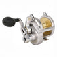 Dogfish Tackle & Marine Shimano Talica A 2-speed lever drag fishing reel, silver aluminum body with gold spool.
