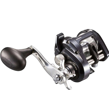 Dogfish Tackle & Marine Shimano Tekota 500HGA conventional fishing reel, dark gray aluminum body, silver handle, 6.3:1 gear ratio.