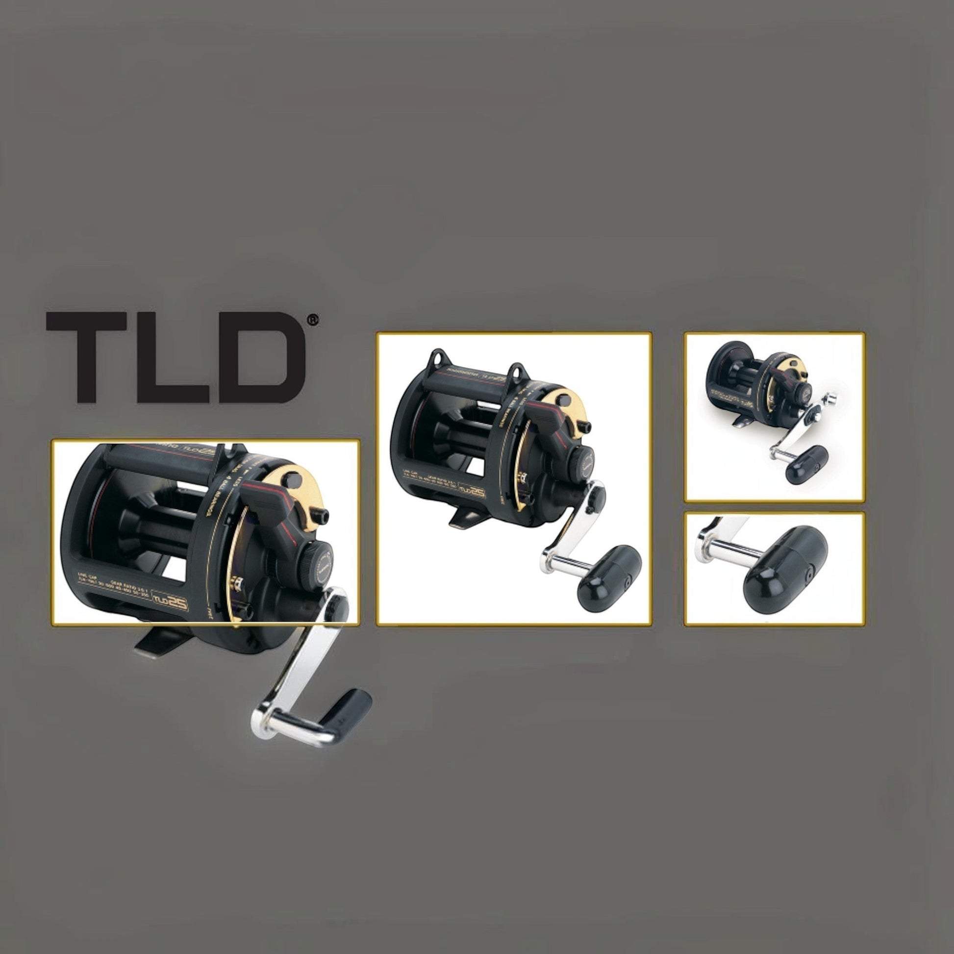 Dogfish Tackle & Marine Shimano TLD Lever Drag Conventional Reel, black with gold accents, for saltwater fishing.