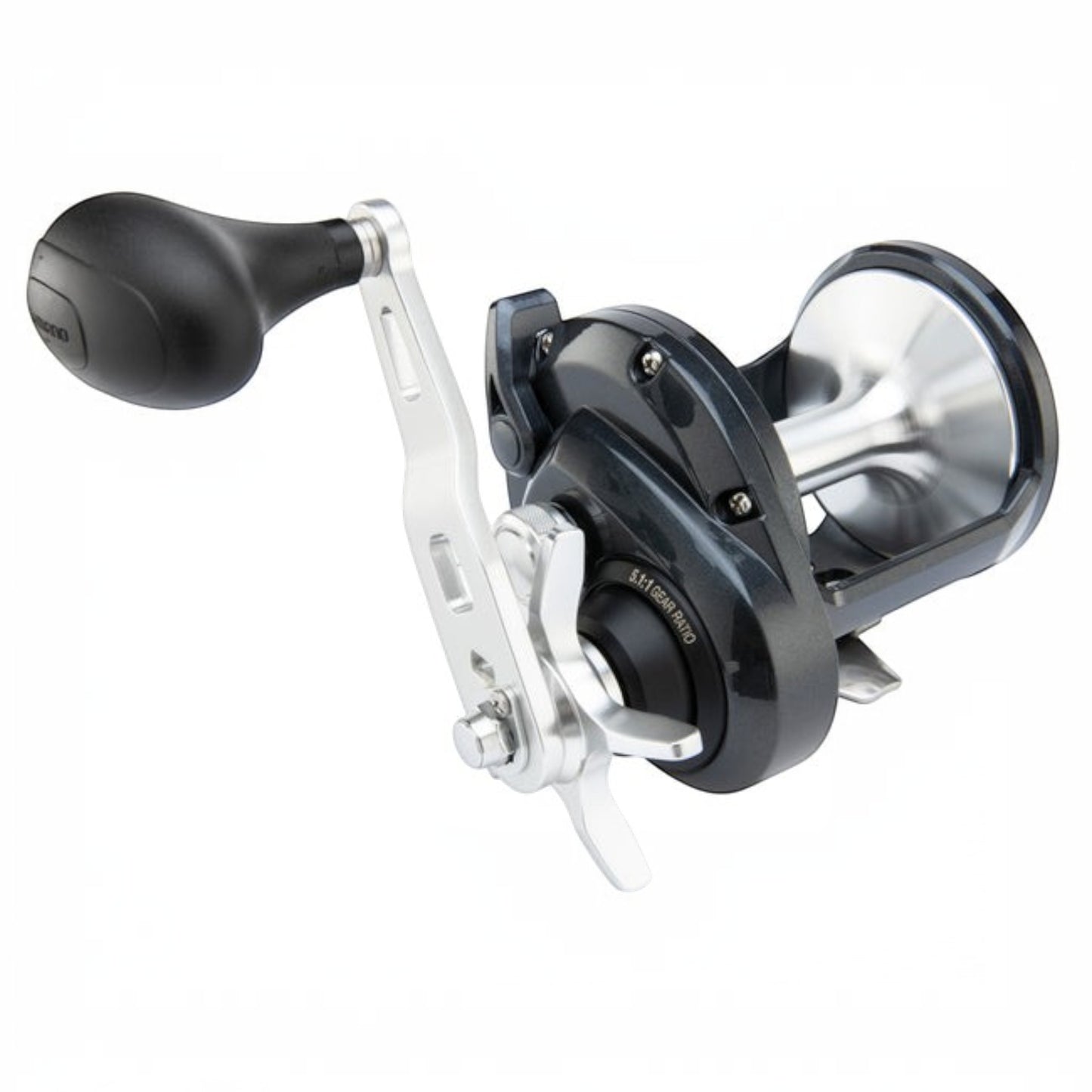 Dogfish Tackle & Marine Shimano Torium HG/PG conventional fishing reel, dark gray with silver accents, star drag, and ergonomic handle.