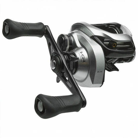 Dogfish Tackle & Marine Shimano Tranx 200 A baitcasting reel, silver and black with ergonomic handle and 8.5 gear ratio.