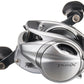 Dogfish Tackle & Marine Shimano Tranx 400 B baitcasting reel, silver aluminum body with black handle and drag knob. Features adjustable dial.