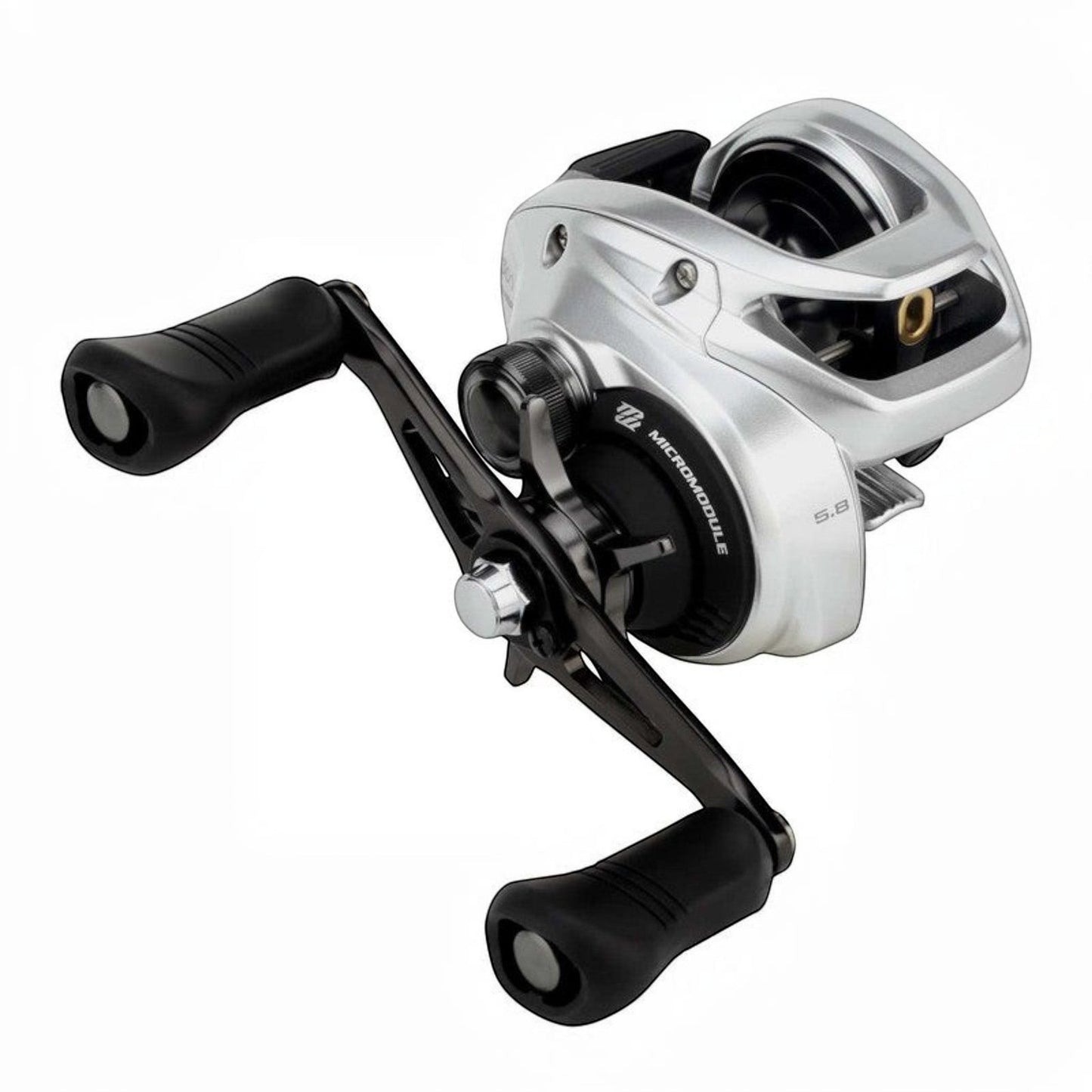 Dogfish Tackle & Marine Shimano Tranx B baitcasting reel, silver with black handle and grips, 5.8 gear ratio.