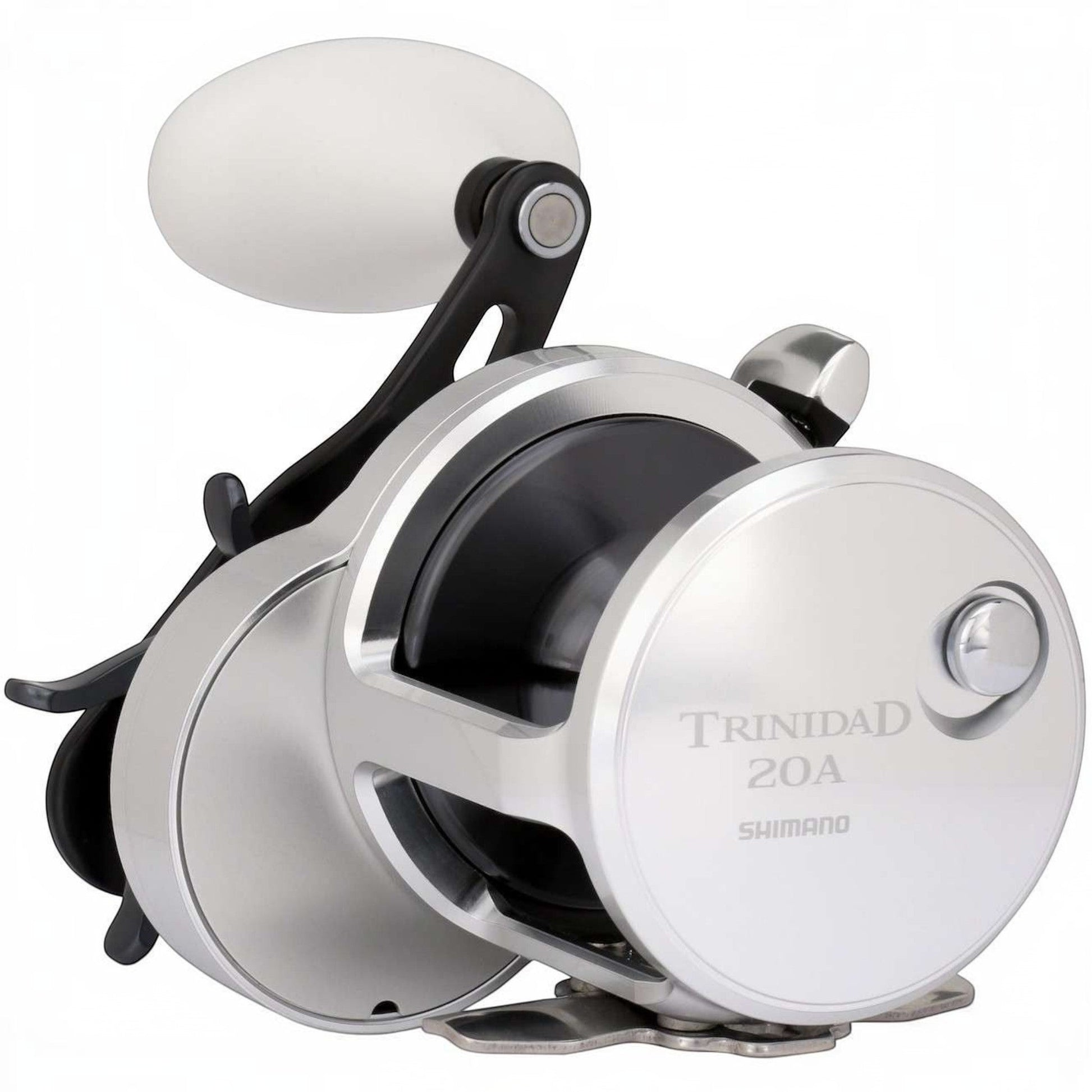 Dogfish Tackle & Marine Shimano Trinidad 20A star drag conventional fishing reel, silver and black.