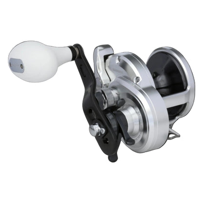 Dogfish Tackle & Marine Shimano Trinidad A Star Drag Conventional Reel, silver and black with white handle.