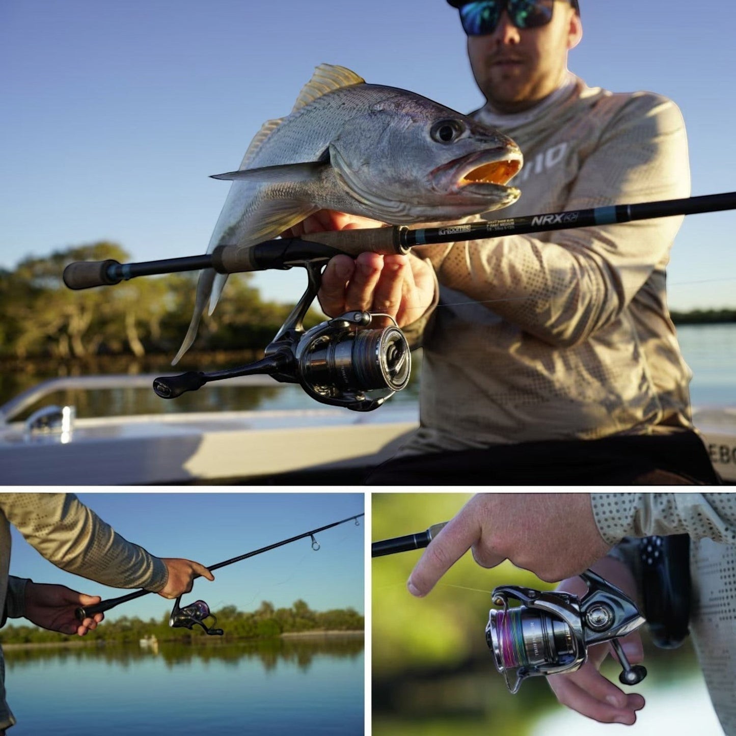 Dogfish Tackle & Marine Shimano Twin Power FE spinning reel, silver and black, with Infinity Drive and DuraCross drag system.