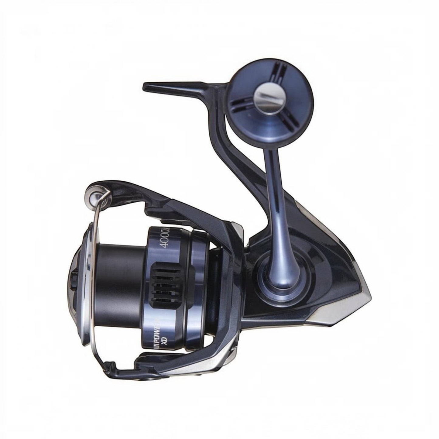 Dogfish Tackle & Marine Shimano Twin Power XD FB 4000 spinning reel in dark blue and silver with MGL rotor and DuraCross drag.