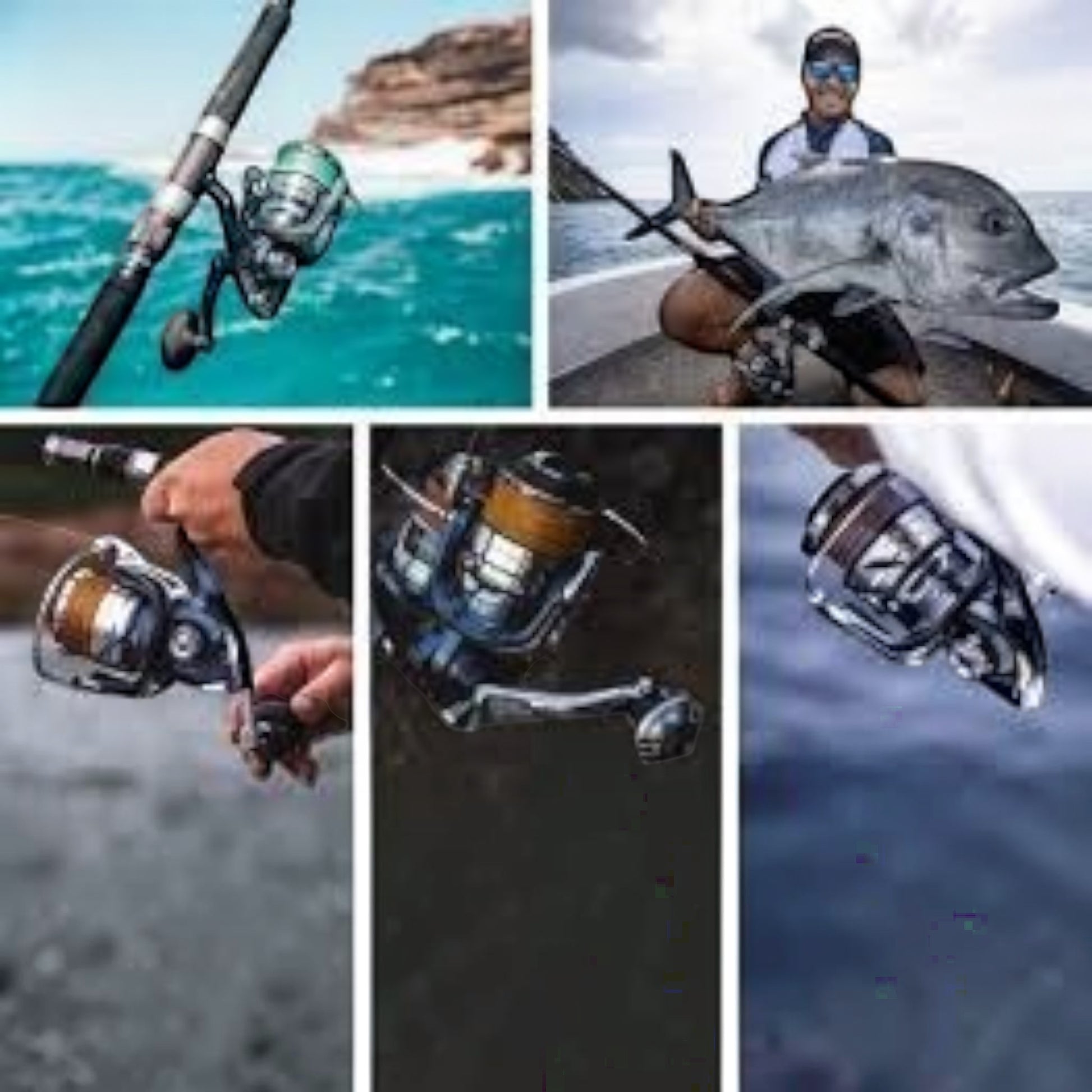Shimano Twinpower SW Spinning Reel in silver and black, designed for offshore game fish. Features Infinity Drive and Heatsink Drag.