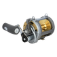 Dogfish Tackle & Marine Shimano Tyrnos 2-Speed conventional fishing reel, silver and gold, with lever drag and large handle.