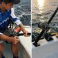 Dogfish Tackle & Marine Shimano Tyrnos 2-Speed conventional fishing reel with orange line, on a boat.