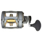 Dogfish Tackle & Marine Shimano Tyrnos 2-Speed conventional fishing reel, silver and gold, with black handle.