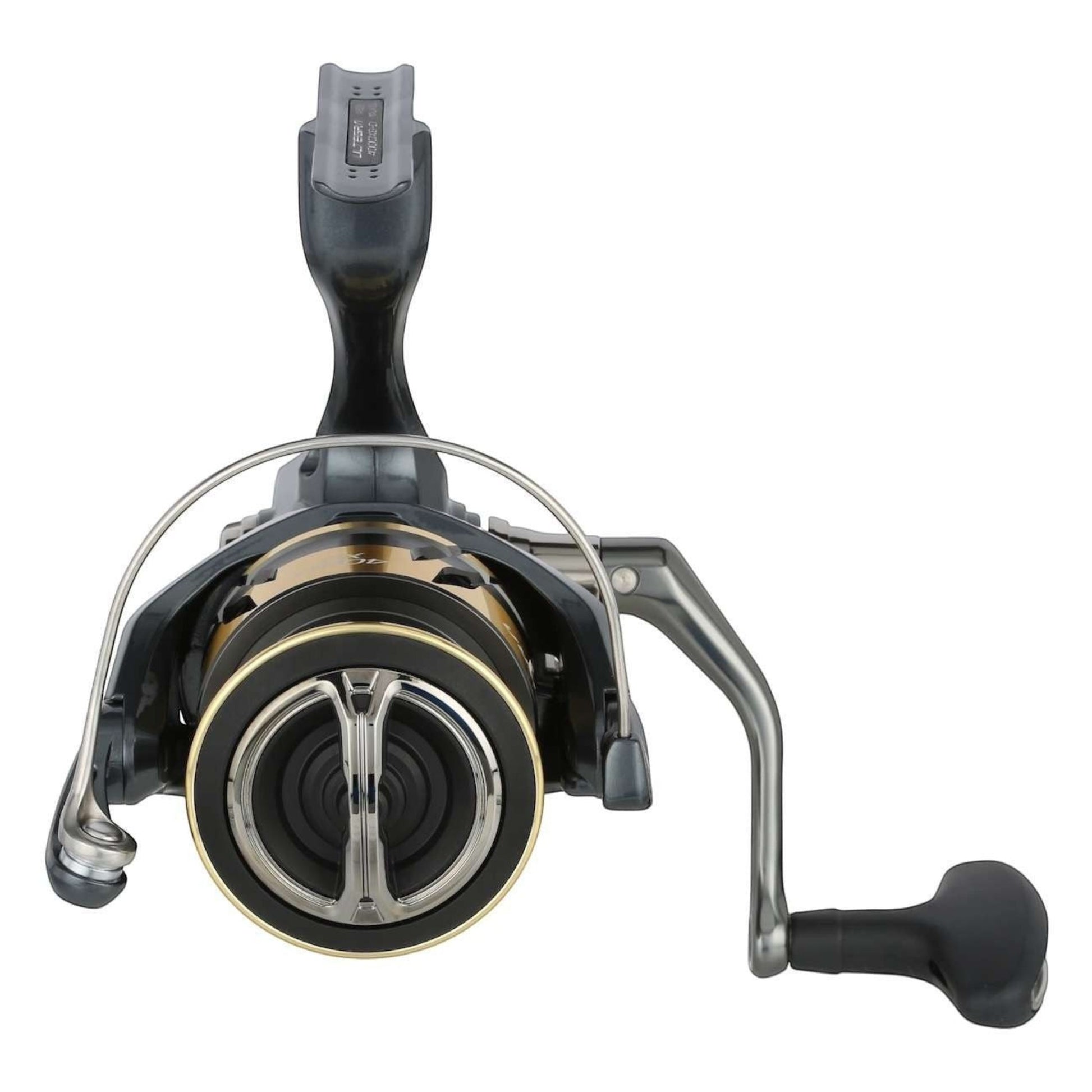 Dogfish Tackle & Marine Shimano Ultegra FD 4000XGD spinning reel with graphite body, gold accents, and black handle.