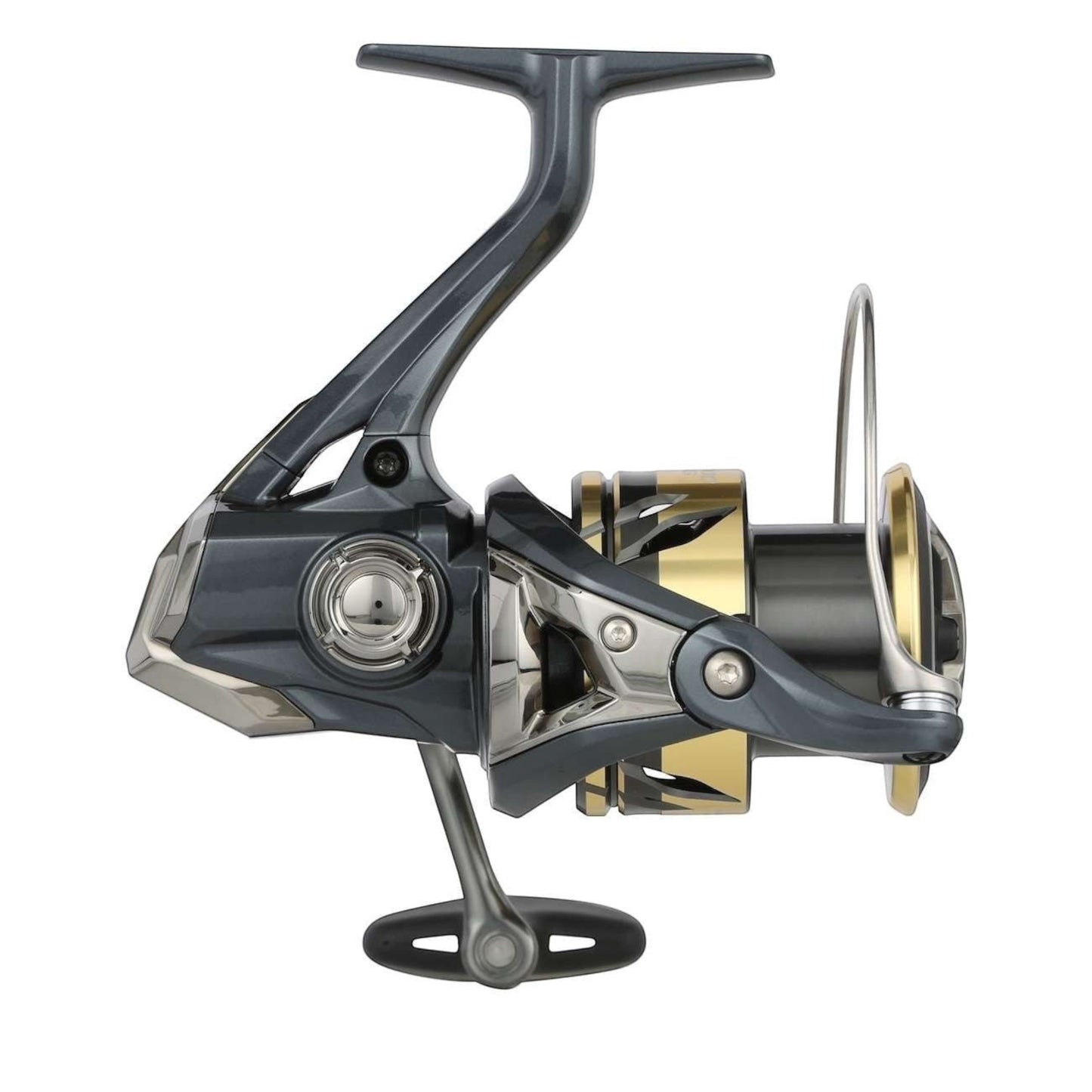 Dogfish Tackle & Marine Shimano Ultegra FD spinning reel in gunmetal grey and gold with a black handle.