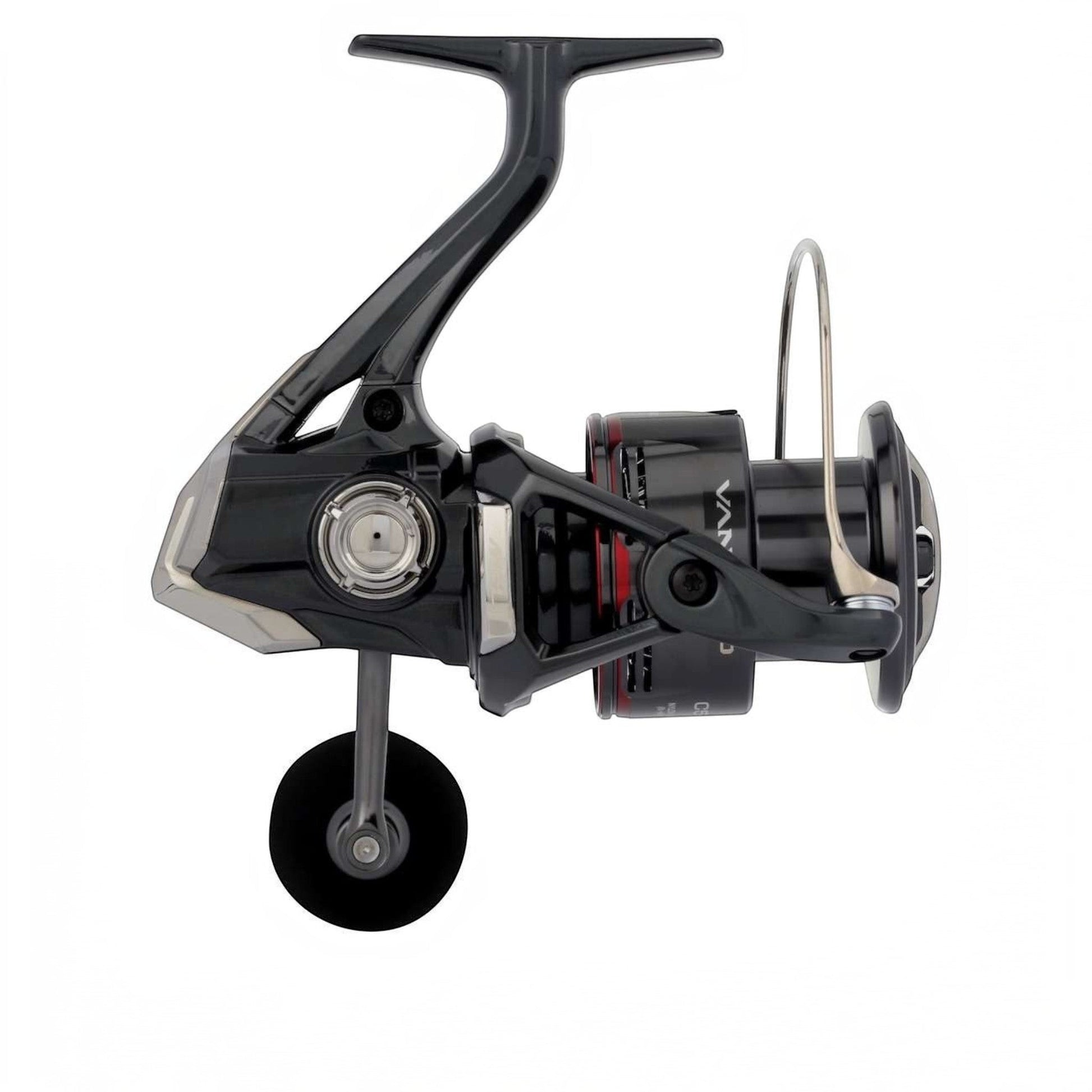 Dogfish Tackle & Marine Shimano Vanford FA spinning reel, black with red accents, lightweight MGL rotor, and DuraCross drag system.