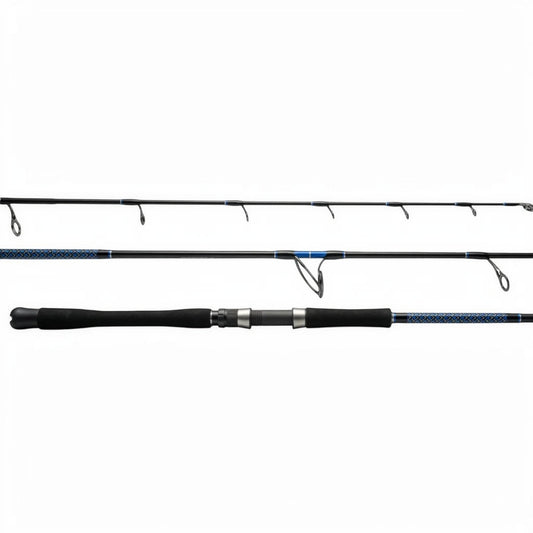 Dogfish Stik Spinning Coastal Series Rods, 7ft medium heavy graphite fishing rod with blue accents and EVA foam grip.