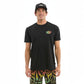 Dogfish Tackle & Marine black cotton poly t-shirt with colorful Stick Figure logo on chest.