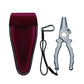 Dogfish Tackle & Marine Danco Premio titanium fishing pliers with a leather sheath, lanyard, and matte finish.