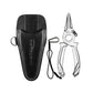 Dogfish Tackle & Marine Danco Premio USA 6.5in titanium fishing pliers with a black leather sheath and lanyard.