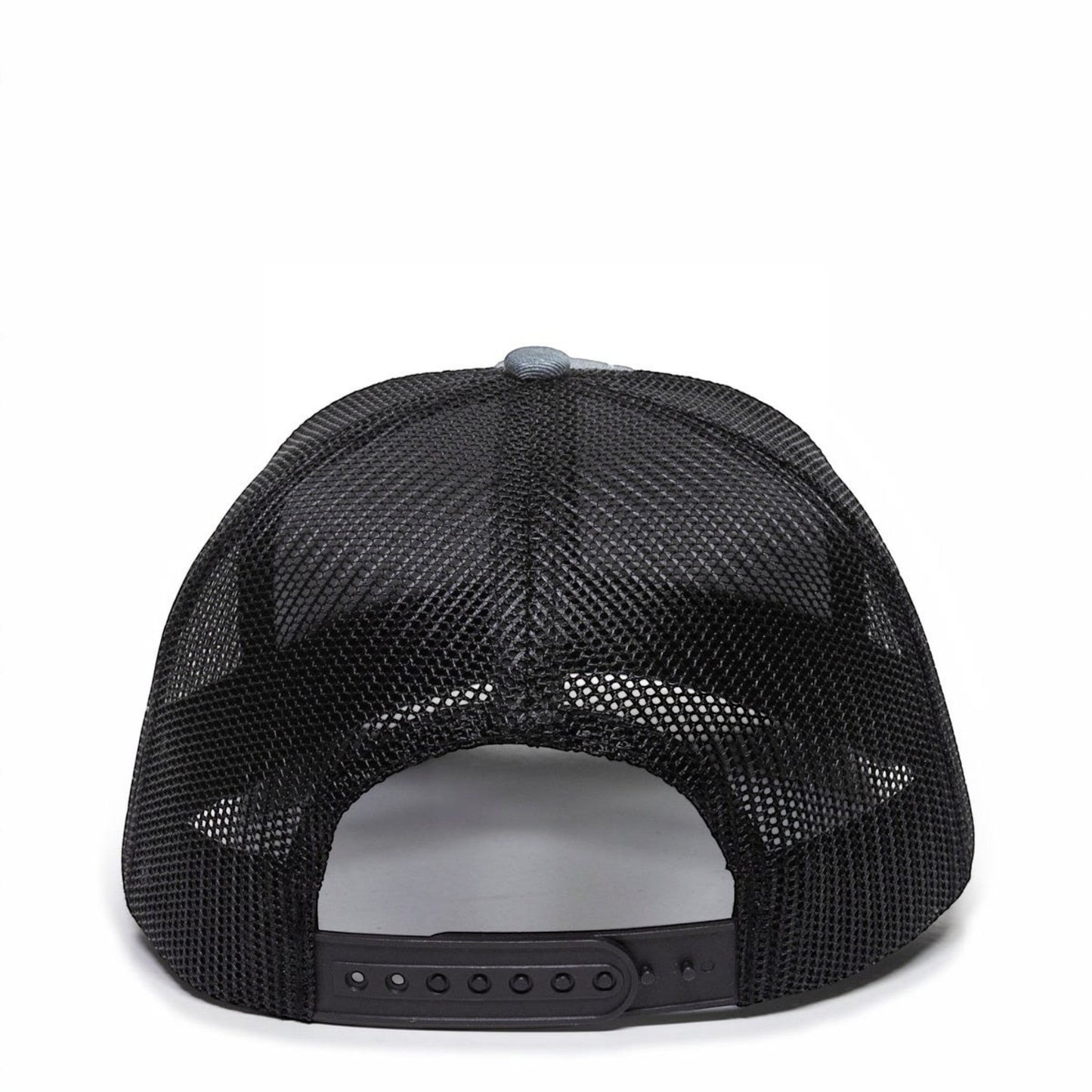 Dogfish Florida Native Premium Trucker Hat, black mesh back, grey top, adjustable snap closure