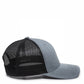 Dogfish Florida Native Premium Trucker Hat in heather grey with black mesh back panels and a slightly pre-curved brim.