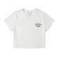 Dogfish Tackle & Marine white cotton blend cropped t-shirt with black "Stick Figure" graphic on chest.