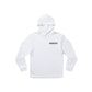 Dogfish Tackle & Marine white long sleeve hooded performance polyester shirt with moisture management and UPF 50+ protection.