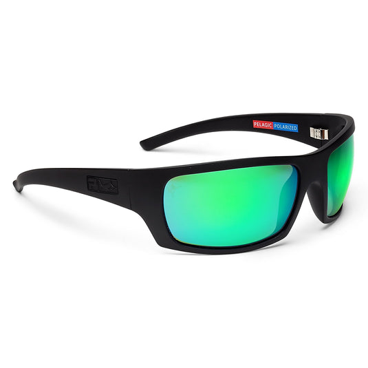 Pelagic The Mack Polarized Sunglasses Matte Black (Green Glass)