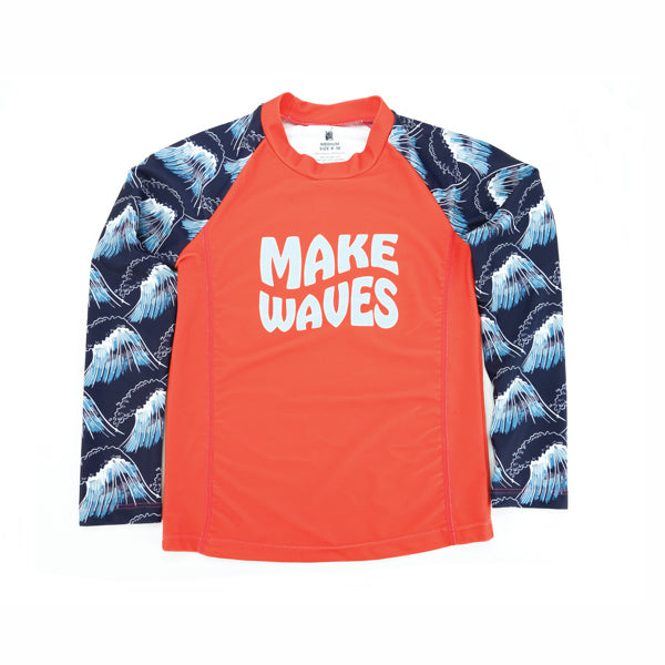 Juice Box Youth Boys Rash Guard Swim Shirt - Make Waves