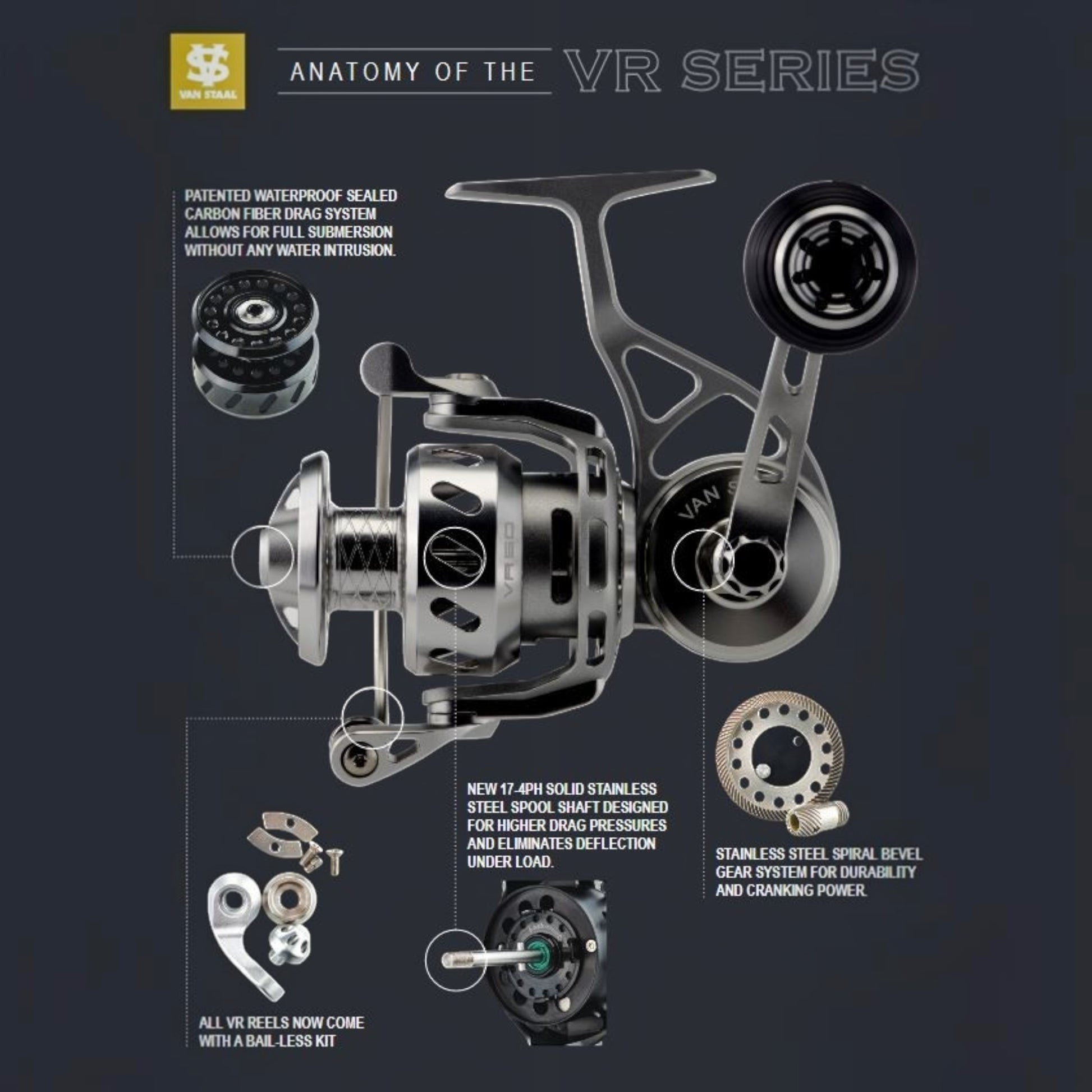 Van Staal VR Series VR200B Black Spinning Reel