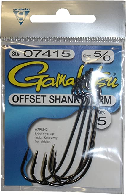 Gamakatsu Worm Hook Offset Black Size 5/0