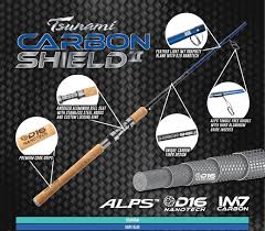 Tsunami Carbon Shield II Spinning Rods (8ft rods in-store pickup only)