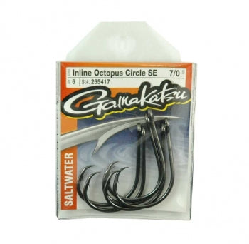 Gamakatsu Straight Eye Inline Octopus Circle Hook Pack of 25 Black
