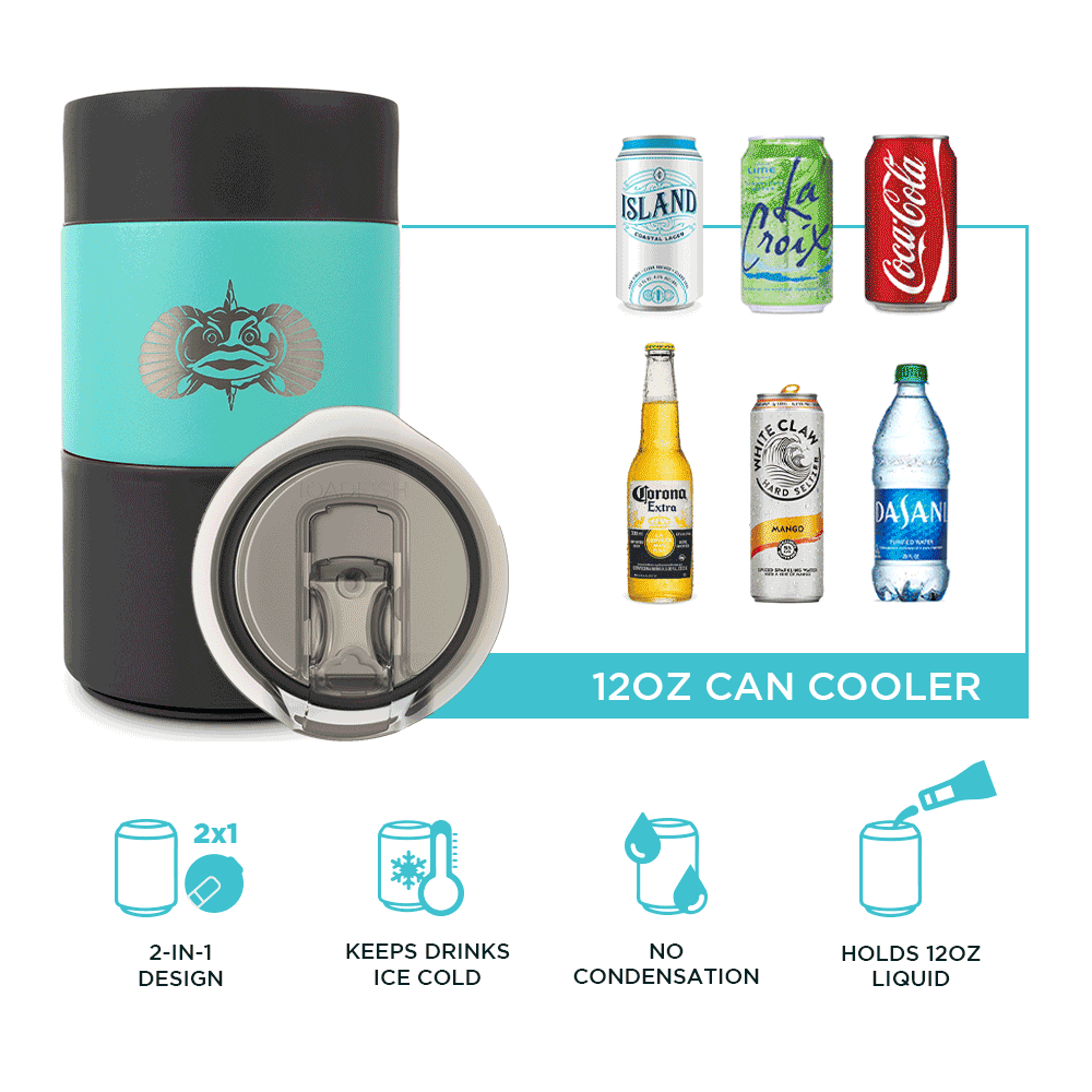 Toadfish Tall 16oz Can Cooler-Non-Tipping Suction Cup Can Cooler -  (Graphite)