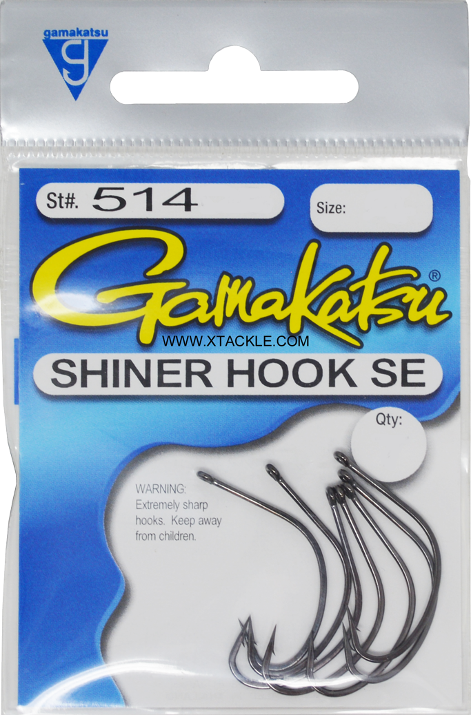 Gamakatsu 52412 Shiner Loose Hook with Upturned Eye, Black Finish