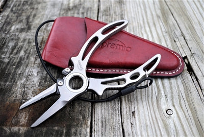 Titanium Fishing Pliers With Leather Sheath- Braid Side Cutter - Gift Box