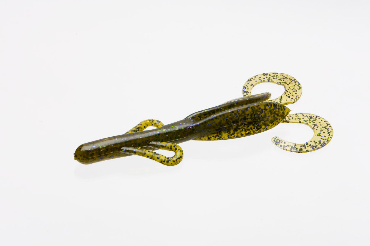 brush hog fishing lure 3.8" Crazy (4 Cavity) and tails to move water Zoom Brush Hog Green Pumpkin